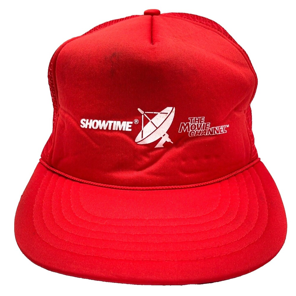 Vintage Showtime Hat Cap Snap Back Red Mesh Trucker Movie Channel Satellite 90s